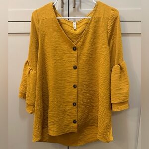 MTS Mustard Button-Down Blouse- Small